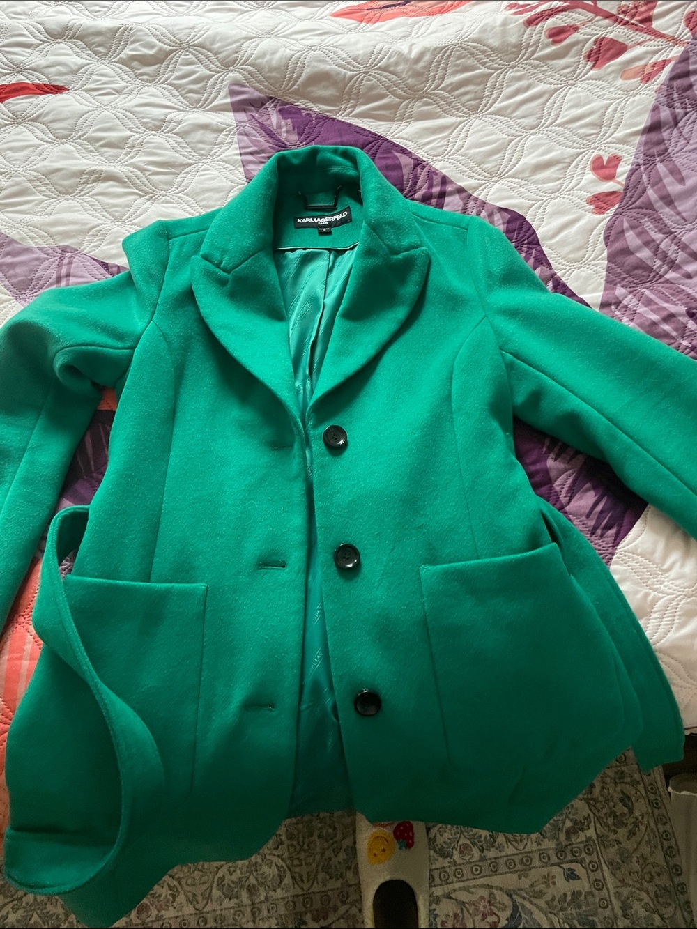 Bold Green Wool-Blend Women's Coat